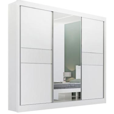 Imagem de Guarda Roupa Cristal Ripado Branco 3 Portas 6 Gavetas D?doro