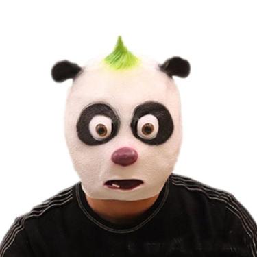 Imagem de Máscara de cosplay de panda verde com chifre e capa de cabeça de Hallo