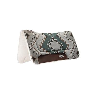 Imagem de Weaver Almofada de sela de cavalo contornada para todos os fins, almofada de sela ocidental protetora com absorção de choque, suprimentos para equinos duráveis, verde sudoeste-pato/cinza, 76 cm x 76
