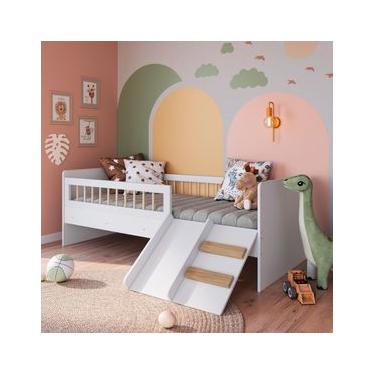 Imagem de Cama Infantil Montessoriana Solteiro Branco Completa Móveis
