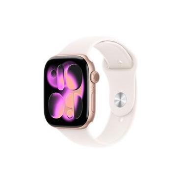 Imagem de Apple Watch Series 11 GPS+ Cellular 46mm Ouro Rosa Pulseira M/G Esportiva Blush-Clara