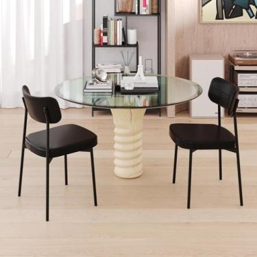 Imagem de 2 Un. Cadeira Fixa Estofada Mynna material sintético - Compace