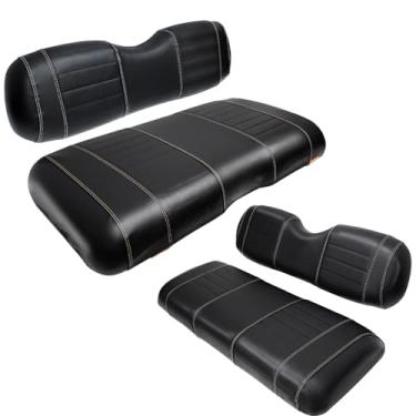 Imagem de SHUNCHENXIANG Kit de capas de assento de carrinho de golfe com 4 peças para EZGO RXV 2008+, costura preta, respirável, lavável, removível e fácil de limpar