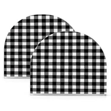 Imagem de Qilmy Porta-guardanapos de acrílico xadrez preto búfalo, suporte de lenços de mesa independente, dispensador de papel de coquetel para cozinha, jantar, restaurante, bar, decoração, 2 unidades