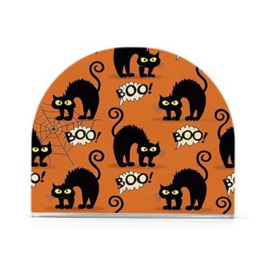 Imagem de JUZIHAI Suporte de guardanapo de Halloween Boo para mesa dispensador de guardanapo de acrílico para mesa suporte de lenços independente para cozinha sala de jantar bar festa decoração de casa
