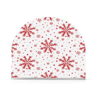 Imagem de Qilmy Porta-guardanapos de acrílico para flocos de neve festivos de Natal, suporte de lenços de mesa independente transparente, dispensador de papel de coquetel para cozinha, jantar, restaurante, bar