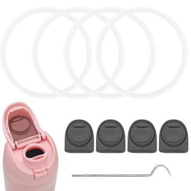 Imagem de 4 peças de rolha de substituição e 4 peças de anel de vedação de garrafa para Owala Freesip 473 ml, 538 g, 680 g, 947 g, 1,134 g, acessórios de silicone para tampa de garrafa de água sem BPA com Owala