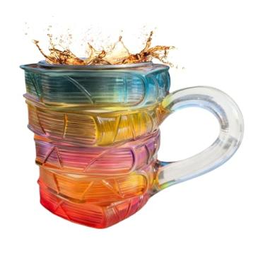 Imagem de Caneca Livro De Vidro,Vidro 3D 150 ml Pintado Resistente Ao Calor Itens Para Leitores - Caneca de Café em Formato de Livro de Biblioteca para Leitura,Para Leitores, Professores, Amantes de Livros e