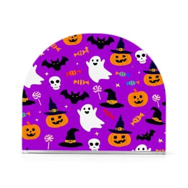 Imagem de JUZIHAI Abóboras de Halloween Porta-guardanapos de carnaval para mesa, dispensador de guardanapo de acrílico, suporte de lenços independente de mesa para cozinha, jantar, bar, festa, decoração de casa