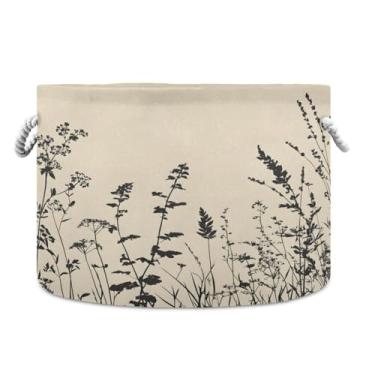 Imagem de JUZIHAI Cesta de armazenamento dobrável de flores silvestres para bebês, cesto de roupa suja, cobertor com alças de corda de algodão, caixa organizadora de armário dobrável para quarto, berçário, casa