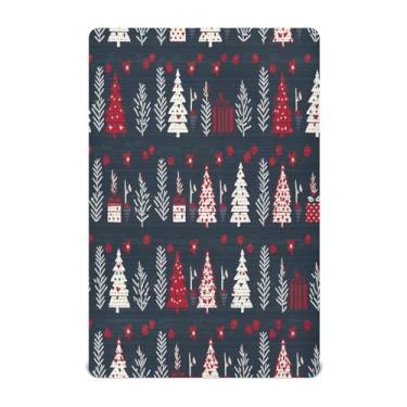 Imagem de JUZIHAI Lençol com elástico para berço 132 x 71 cm, elementos natalinos, macio, respirável, elástico para meninos e meninas, lençol de brincar para berço padrão e cama de criança pequena