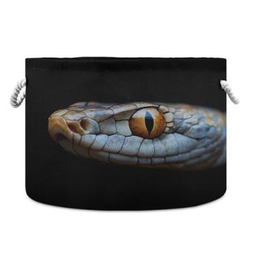 Imagem de JUZIHAI Cesta de armazenamento dobrável de cobra, cesto de roupa suja, cobertor com alças de corda de algodão, caixa de brinquedos dobrável, organizador de armário para quarto, berçário, casa, 50 x 35