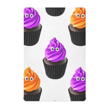 Imagem de JUZIHAI Lençol de berço de Halloween para meninos e meninas, cupcakes de Halloween, macio, elástico, respirável, capa de colchão para berço padrão e cama infantil, 132 x 71 cm