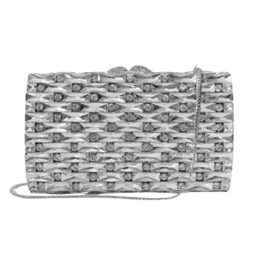 Imagem de DEBIMY Bolsa feminina de strass brilhante para casamento, noite, festa, formatura, bolsa, Prata, One Size