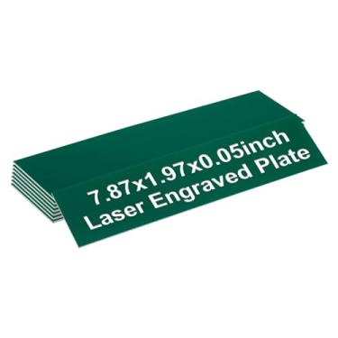 Imagem de PATIKIL Placas de nome em branco, placas de nome gravadas de 20 x 5 cm, placa de nome personalizada, placas de porta, etiquetas de mesa para escritório, sala de aula, verde rede com letra branca, 8