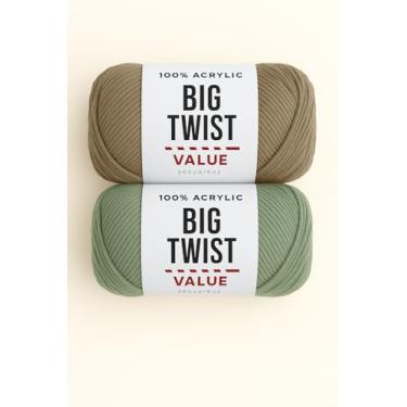 Imagem de Pacote com 2 fios neutros Big Twist Value - Taupe e Sálvia, 100% acrílico, novelos de 170 g (380 m cada), 2 cores, 1 novelo cada.