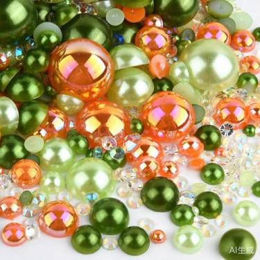 Imagem de 500 peças ABS pérolas semi-redondas e resina flatback strass tamanhos variados kit sortido para fazer joias DIY, arte de unhas, decoração de artesanato (cor 20)