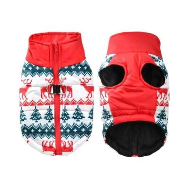 Imagem de Jaqueta Impermeável Para Cães Com Estampa De Rena De Natal, Casaco Par