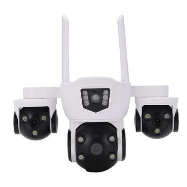 Imagem de Cryfokt Câmera de Segurança de 3 Lentes, Câmera de Vigilância Externa 8K 4MP Ultra HD WiFi Com Detecção Humana, Modo Noturno de Armazenamento Em Nuvem, Conexão WiFi para Casa, 8000mAh (Plugue dos EUA)