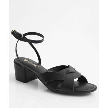 Imagem de Sandália Feminina Salto Grosso Via Uno Preto-97079, Preto, 36