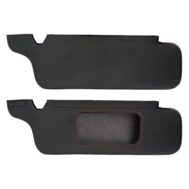 Imagem de Capa protetora de viseira de sol lateral esquerda e direita para Ford Mustang 1994-2004 apenas capas de couro (ponto preto e vermelho)