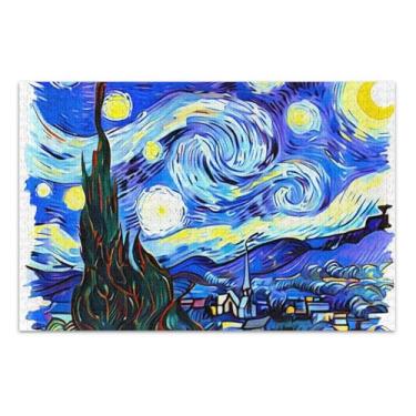 Imagem de Quebra-cabeça em aquarela de noite estrelada para adultos, 1000 peças, presentes, quebra-cabeça colorido, brinquedo artístico, 75 x 40 cm