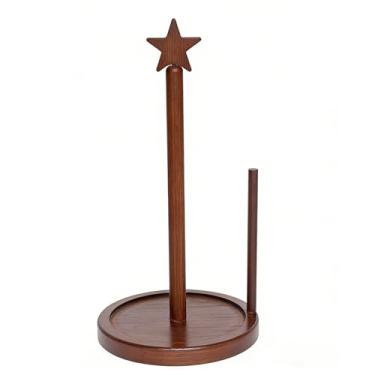 Imagem de Suporte de toalha de papel de madeira - suporte de toalha de fazenda bancada fácil de rasgar com uma mão, acessório de cozinha durável e econômico de espaço para casa e jantar