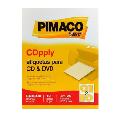 Imagem de Etiqueta Cd E Dvd Pimaco Papel Carta 20 Etq.Cd10 Amarela