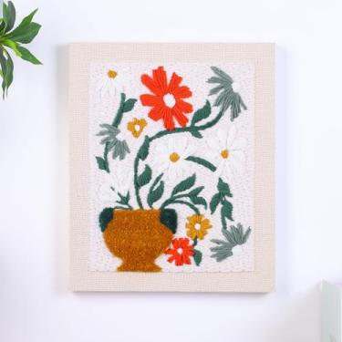 Imagem de Harimau Kit de agulha de perfuração de bordado com moldura 65252, kits de bordado para iniciantes, tecido de agulha de perfuração com padrão, passador, fios, argolas de bordado e furador de tapete