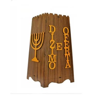 Imagem de Gazofilácio Dízimos E Ofertas Igreja Em Mdf Menorá Marrom