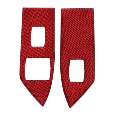 Imagem de TUCKBOLD Tampa de painel de interruptor de elevação de janela para Ford para Mustang GT para Shelby 2005-2009 Botão de controle de janela de porta de carro Acessórios interiores Fibra de carbono