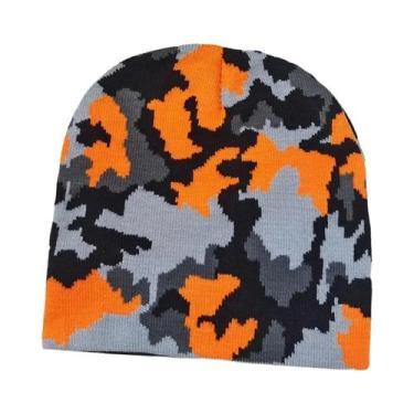 Imagem de Gorro De Malha Com Bloco De Cores Camufladas, Quente, Estilo Hip Hop, 