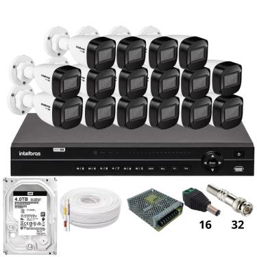 Imagem de Kit 16 Câmeras Intelbras 1130b Dvr Intelbras Mhdx 1232 Hd 4tb
