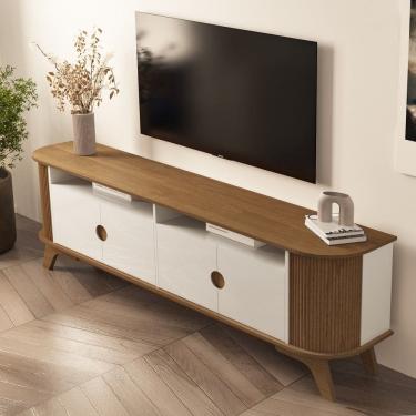 Imagem de Rack para TV Até 86 Polegadas Vivaldi 4 Portas Cinamomo/Off White - Artely Moveis