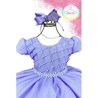 Imagem de Vestido Infantil Festa Lilás Peito Perolas