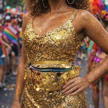 Imagem de Pochete Feminina Brilho Festa Show Paetê Mágico Zíper Colorido - Lika 