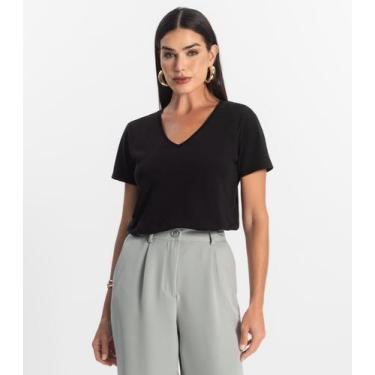 Imagem de Blusa Básica Feminina Meia Malha Rovitex Preto, M, Preto