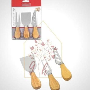 Imagem de Jogo 3 Utensílios Para Queijo Facas Espátula Garfo 14 Cm