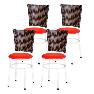 Imagem de 4 Cadeiras Para Mesa Branca Hawai Avelã Cor:vermelho