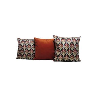 Imagem de Capas de Almofadas 45 x 45 Tecido Veludo Estampado Cor Cobre Conjunto 