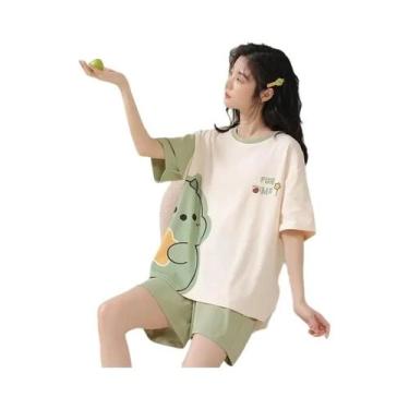 Imagem de Conjunto De Pijama Feminino Oversized De Verão Com Manga Curta, Solto 