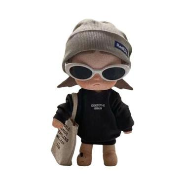 Imagem de Chapéu Cinza, Terno Preto, Óculos Para Boneca Zsiga1/8, Fantasia Fofa 