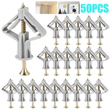 Imagem de Kit De 50 Peças De Ancoragens Para Drywall Anti-Rotação, Fixadores Par