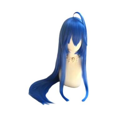 Imagem de Peruca De Cosplay De Anime Longa E Reta, Azul Escuro, Resistente Ao Ca