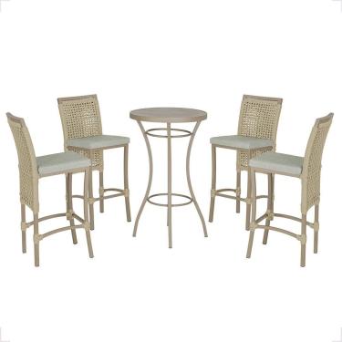 Imagem de Mesa Bistrô Com 4 Banquetas Roma Fendi Corda Náutica 3 Trama Rami