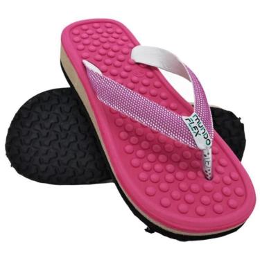 Imagem de Chinelo De Dedo Anabela Feminino Mundo Flex Ortopédico 803 Pink-Feminino