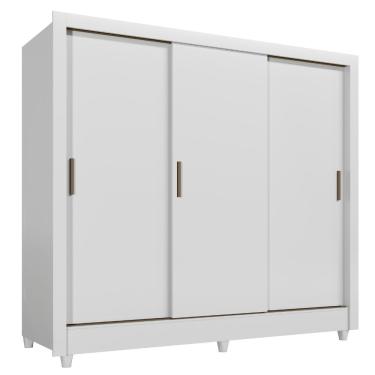 Imagem de Guarda Roupa Casal França 3 Portas de Correr 2 Gavetas MDP-MDF Branco Santos Andirá