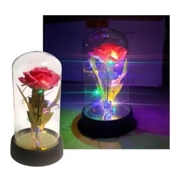 Imagem de Kit 3 Rosa Led Presente Dia Das Mães Namorados Luminária Cúpula - Mkt 