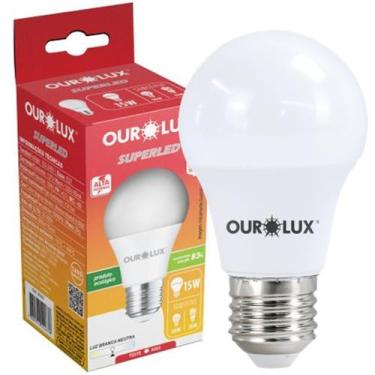 Imagem de Kit 2 Lampada Bulbo Superled 15w Luz Neutra 4000K Bivolt E27 - Ourolux