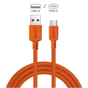 Imagem de Cabo USB a 2.0 Macho P/ USB TIPO-C - Laranja - Caixa JBL - 2 Metros - 